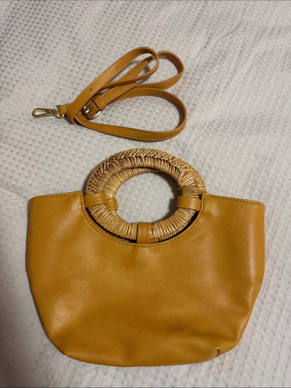 Mustard Yellow Woven Handle Tote - Women Bags